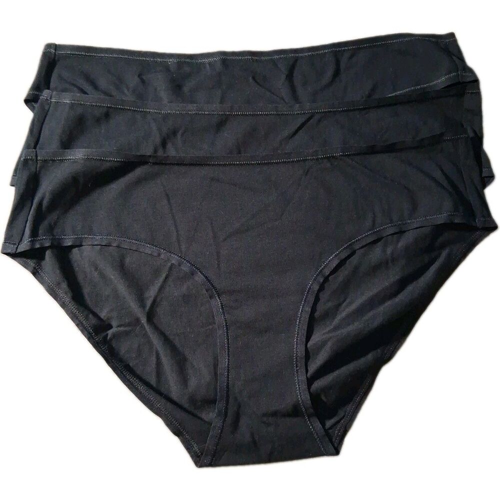 Quince Bikini Panties LargeBlack 3 pack Seamless Stretch Cotton Gusset underwear